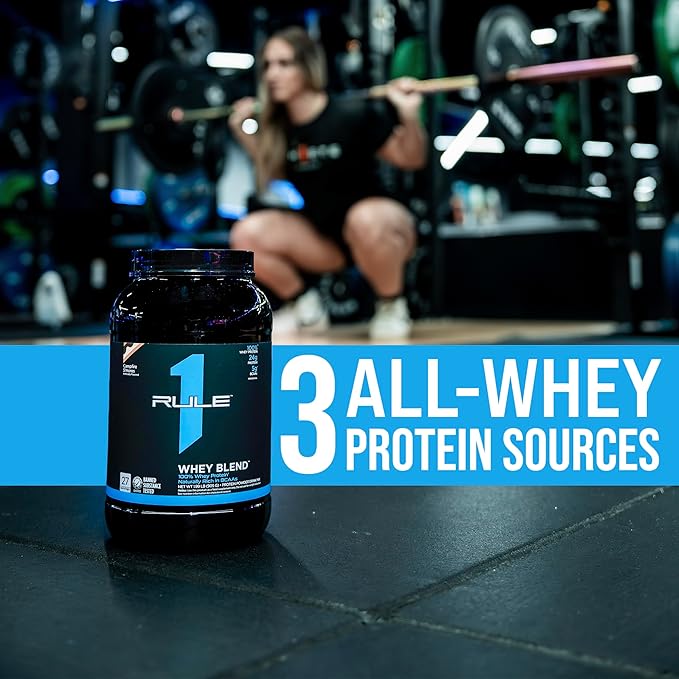 Rule One Proteins, R1 Whey Blend-Lightly Salted Caramel, 24g Fast-Acting Whey Protein Concentrates, Isolates, and Hydrolysates Per Serving, with Naturally Occurring EAAs and BCAAs, 5lbs