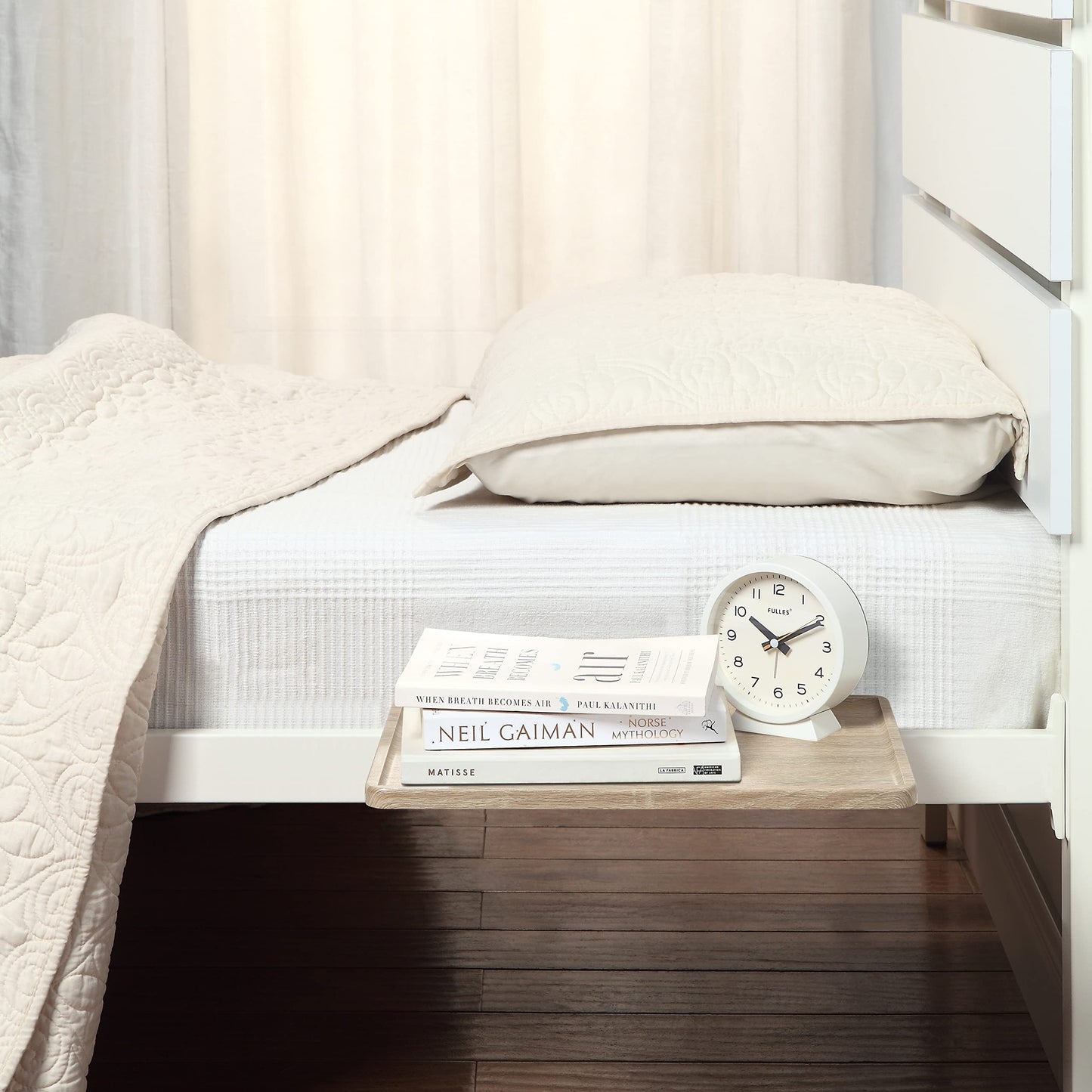 SunnyPoint Bedside Shelf, Office Divider - Clamp on Shelf for Bunk, Lofts & Bed Frame (Standard - 13.78" X 9.84" X 2.21", Natural Wood)