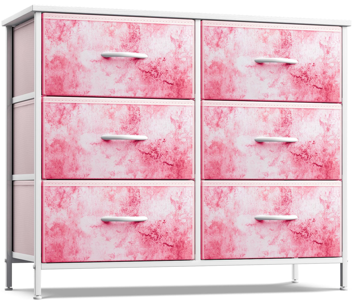 Sorbus Kids Dresser with 6 Drawers - Storage Chest Organizer Unit with Steel Frame, Wood Top & Handles, Tie-dye Fabric Bins for Clothes - Wide Furniture for Bedroom Hallway Kids Room Nursery & Closet