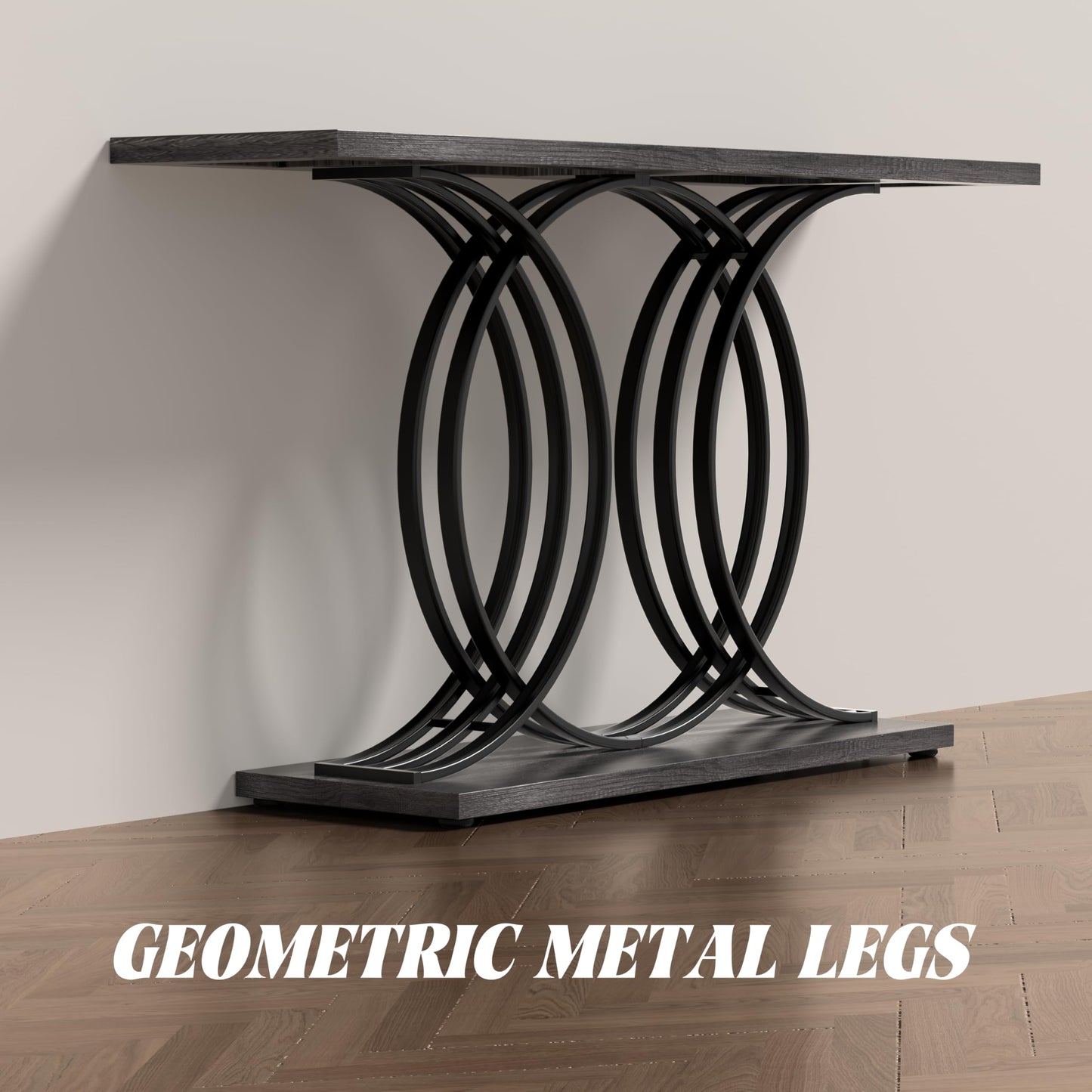 Keelian 54 Inch Console Table for Entryway, Hallway Sofa Table, End Tables for Living Room,Narrow Accent Decor Furniture with Circle Metal Legs for Foyer, Entrance