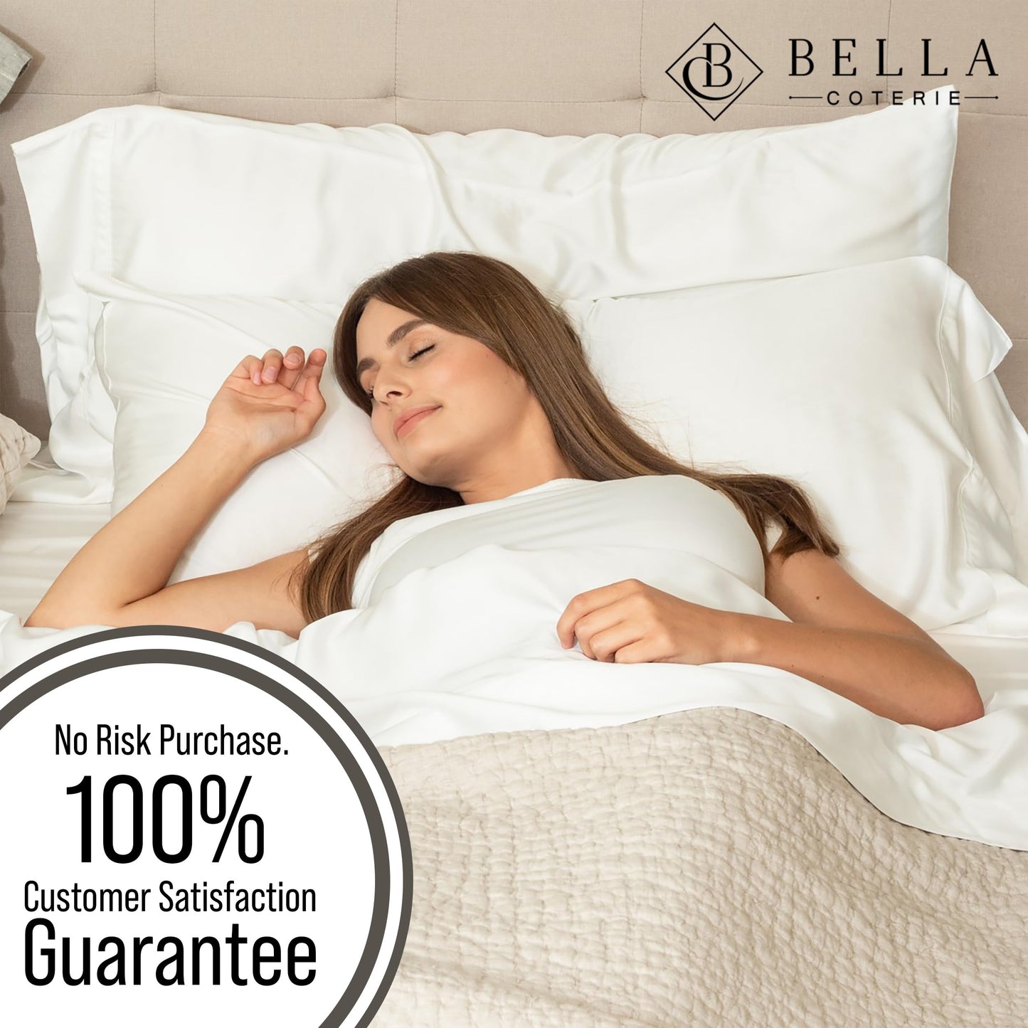 Bella Coterie Luxury Bamboo Viscose King Size Sheet Set | 100% Organically Grown | Ultra Soft | Cooling for Hot Sleepers | 18" Deep Pocket [White]