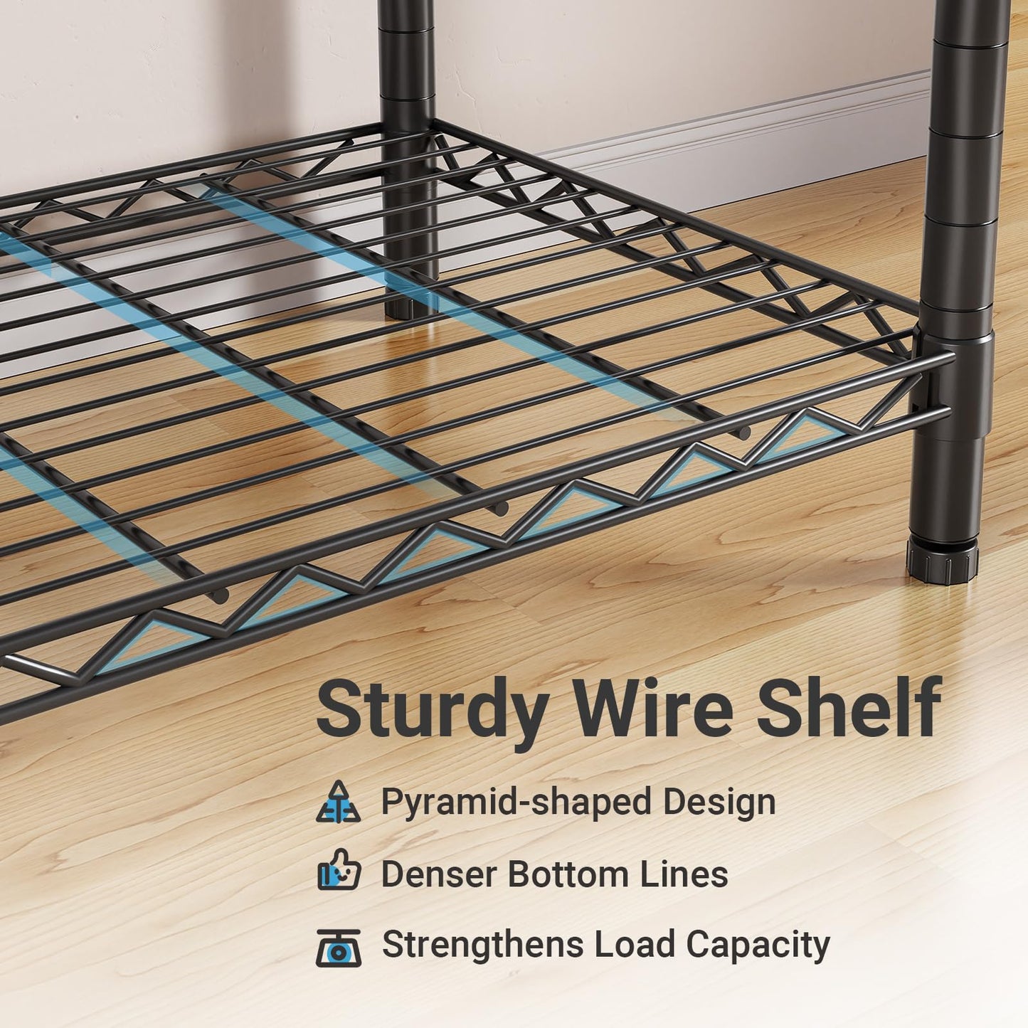 VIPEK R2 Plus Heavy Duty Rolling Garment Rack 3 Tiers Adjustable Wire Shelving Clothes Rack with Double Rods and Side Hooks, Freestanding Wardrobe Storage Rack Metal Clothing Rack, Black