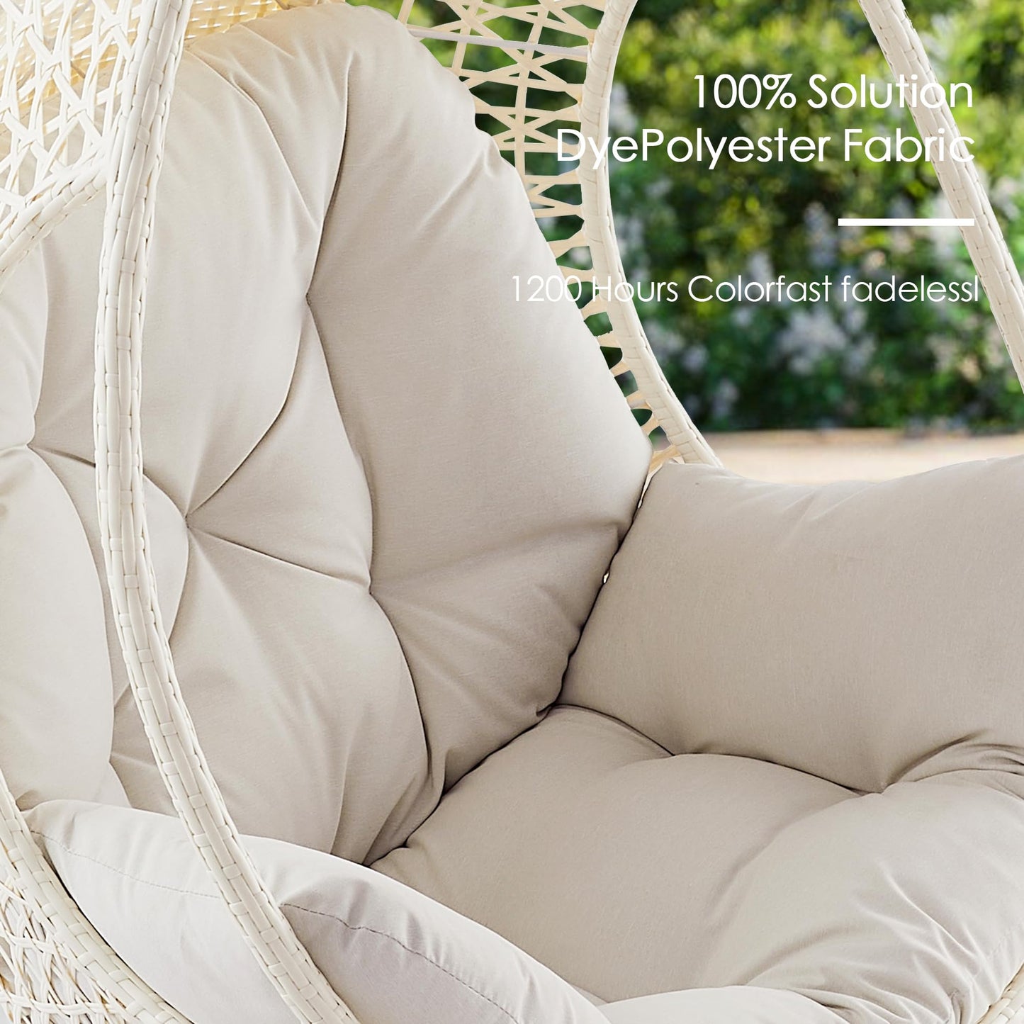 Ulax Furniture Hanging Egg Chair, Tear DropChair with Beige Cushion (Without Stand)