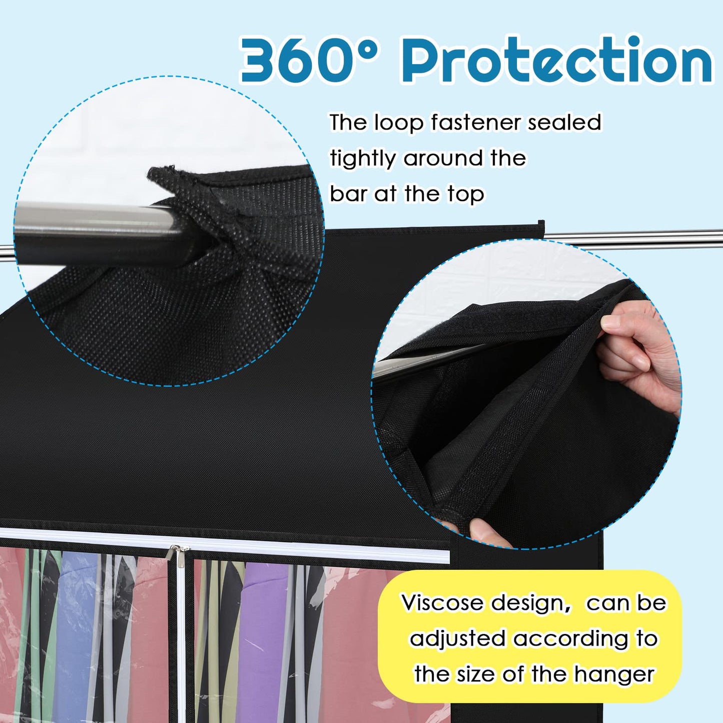 Amylove 4 Pcs 43'' Garment Bags for Hanging with Zippers Hanging Clothes Storage Garment Rack Cover Sealed Dust Cover Wardrobe Clothing Organizer for Suit Coat
