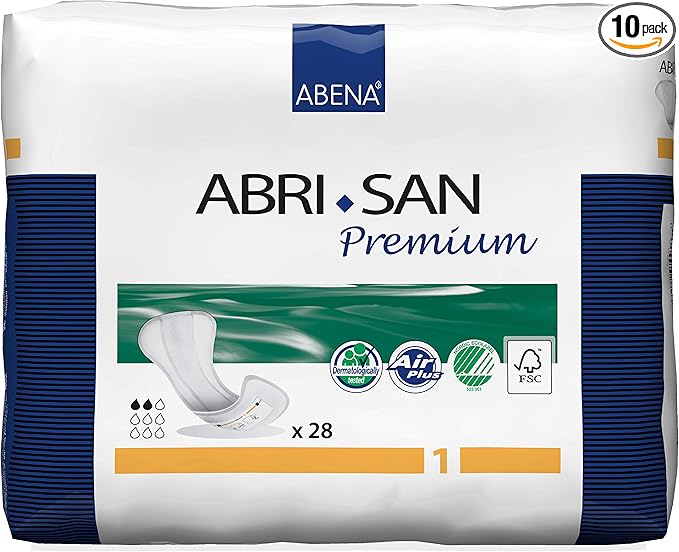 Abena Abri-San Premium Incontinence Pads, Light Absorbency, (Sizes 1 To 3A) Size 1, 280 Count