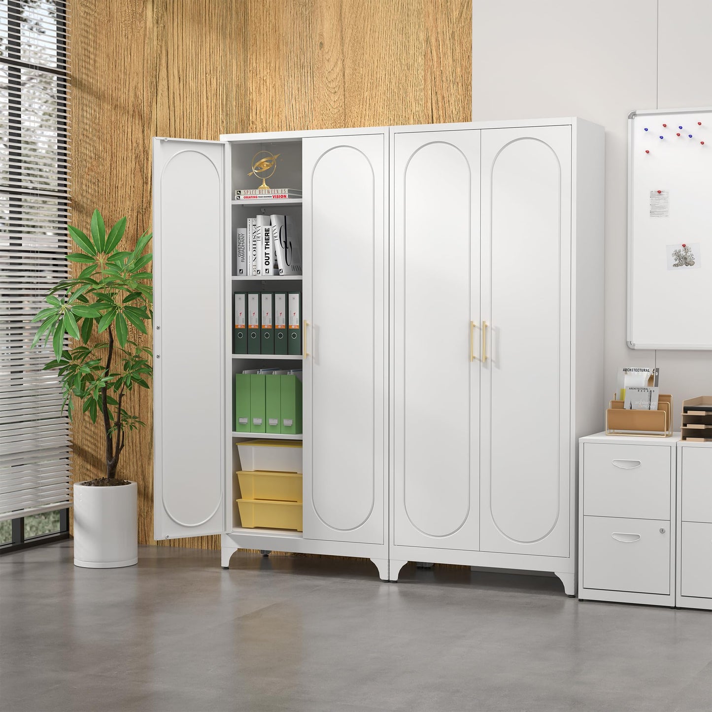 Metal Storage Cabinet with Doors and Shelves,75 Inch White Pantry Cabinets for Kitchen Storage,Tall Kitchen Pantry Cabinet for Living Room, Dining Room
