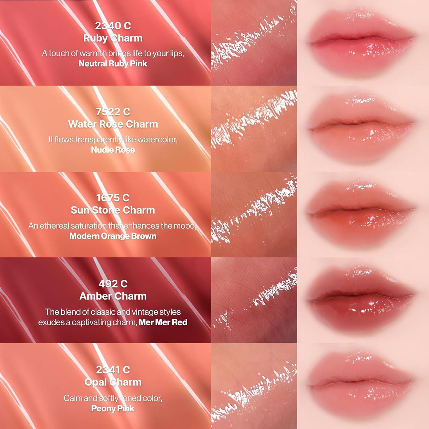 ENTROPY Makeup 2-in-1 Charm Shiny Glowy Lip & Cheek Gloss Tint Keychain, High Pigment Glossy Lip Color & Plumping Gloss, C5 Amber Charm