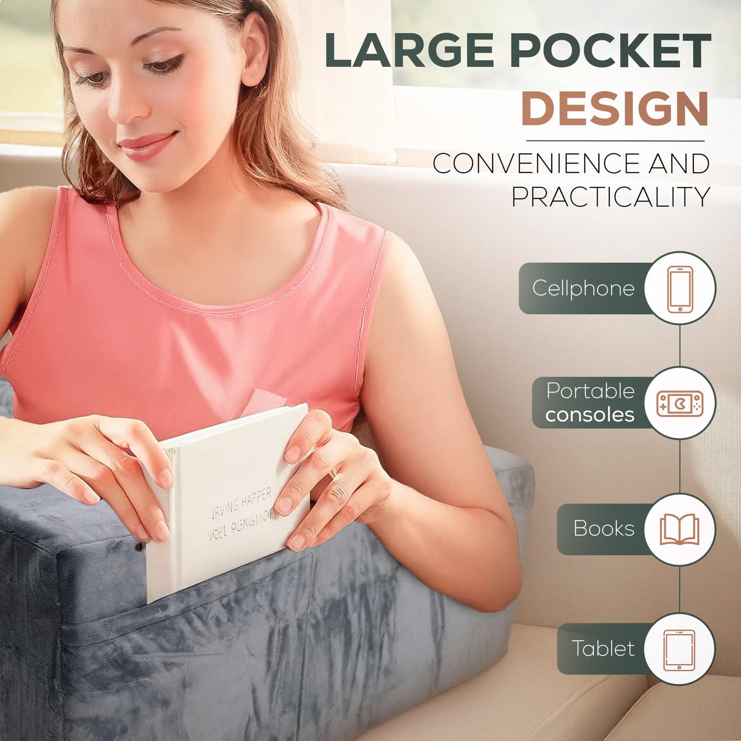 Zenith Space - Reading Pillow for Lap to Improve Your Reading Experience - Memory Foam Adult Gaming Pillow for Bed with Cup Holder - Allow 24–72 hrs to Fully Expand - Maximizing Your Comfort