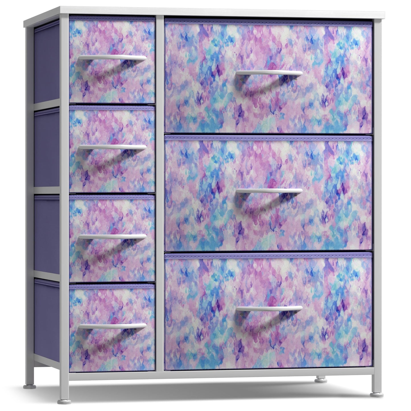 Sorbus Kids Dresser with 7 Drawers - Storage Chest Organizer Unit with Steel Frame, Wood Top & Handles, Tie-dye Fabric Bins for Clothes - Wide Furniture for Bedroom Hallway Kids Room Nursery & Closet