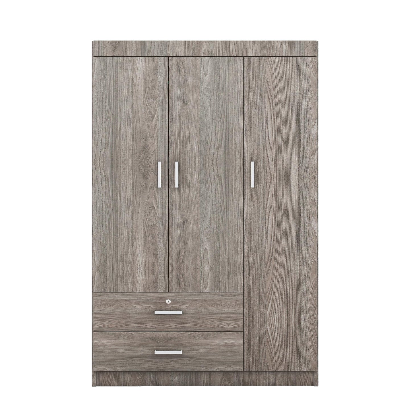 Merax 3 Door Wardrobe Cabinet Closet with Storage Drawers, Shelves and Hanging Rail for Clothes, Bedroom Organizer Funiture