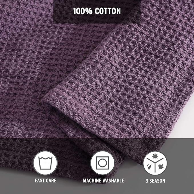 Eddie Bauer - Twin Blanket, Super Soft & Medium Weight, Softens Every Wash (Solid Waffle Purple, Twin)