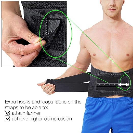 NeoTech Care Adjustable Compression Wide Back Brace Lumbar Support Belt (Beige, Size XXL)