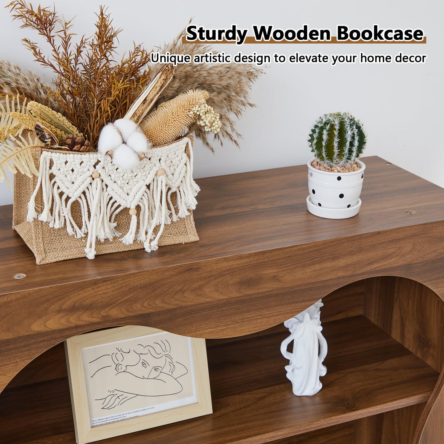 YZRSTY 71" Tall Bookshelf, 6 Tier Large Wooden Book Shelf, Modern Freestanding Bookshelves and Bookcases, Unique Bookcase Display Storage Shelves for Living Room, Bedroom, Classroom, Office, Library