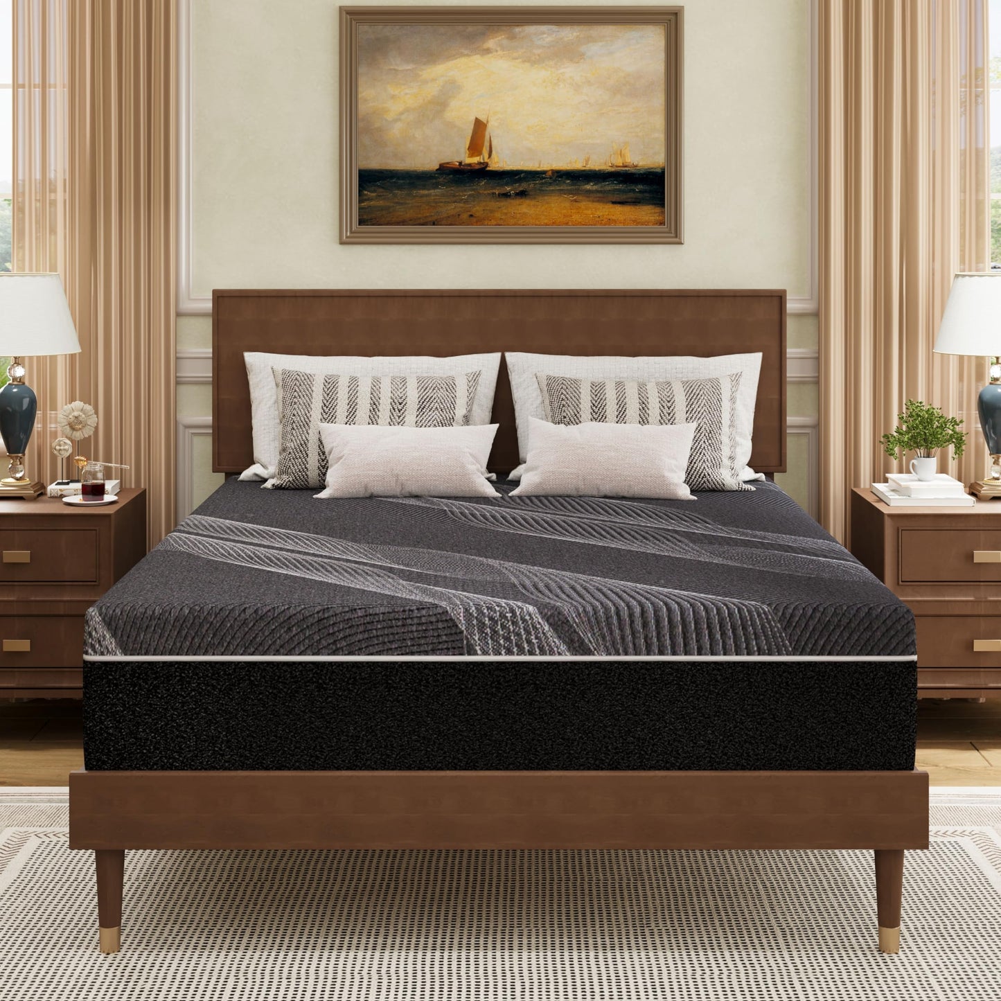 Dyonery King Mattress 10 Inch Charcoal Memory Foam in a Box, CertiPUR-US Certified Fiberglass Free, Gel Double Mattress, Made in The USA of US Foam, 80" × 76" × 10", Medium