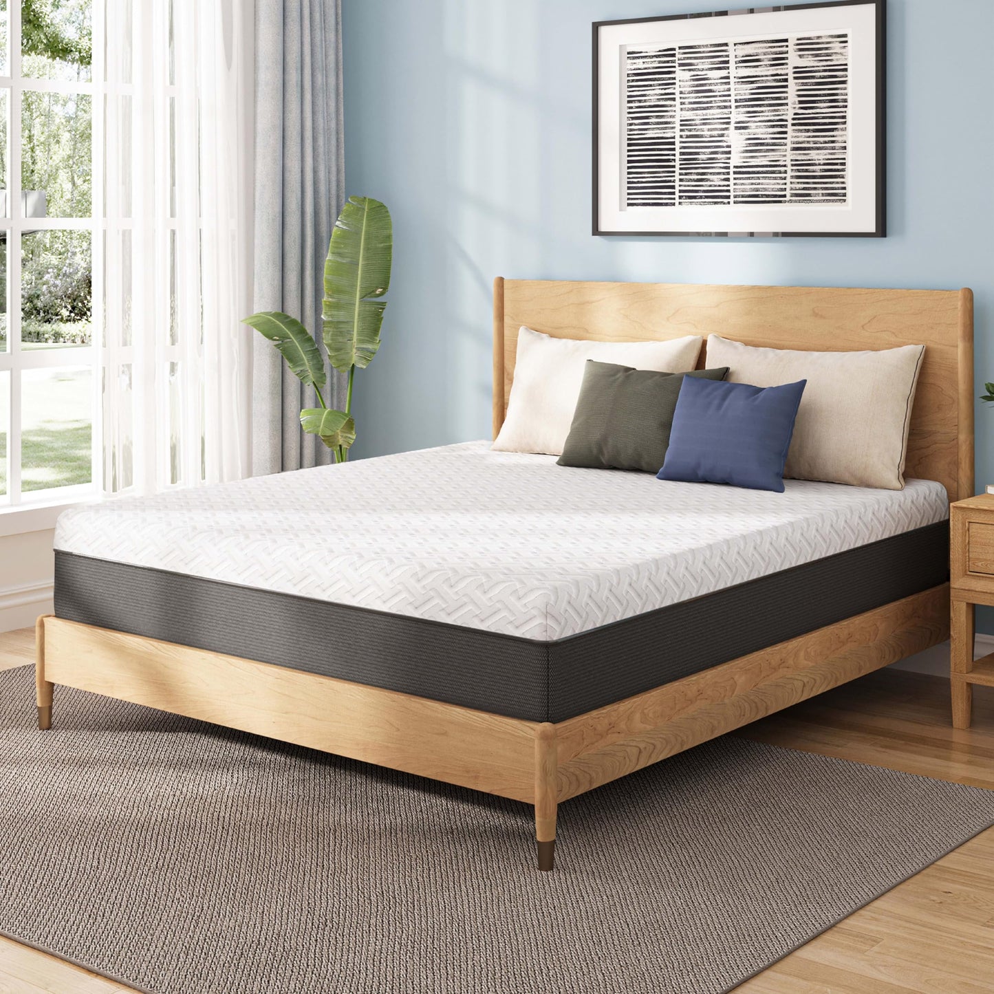 Gelsea 12 Inch Queen Green Tea Memory Foam Mattress for Cool Sleep & Pressure Relief, Bed in a Box, Removable Cover No Fiberglass, CertiPUR-US Certified