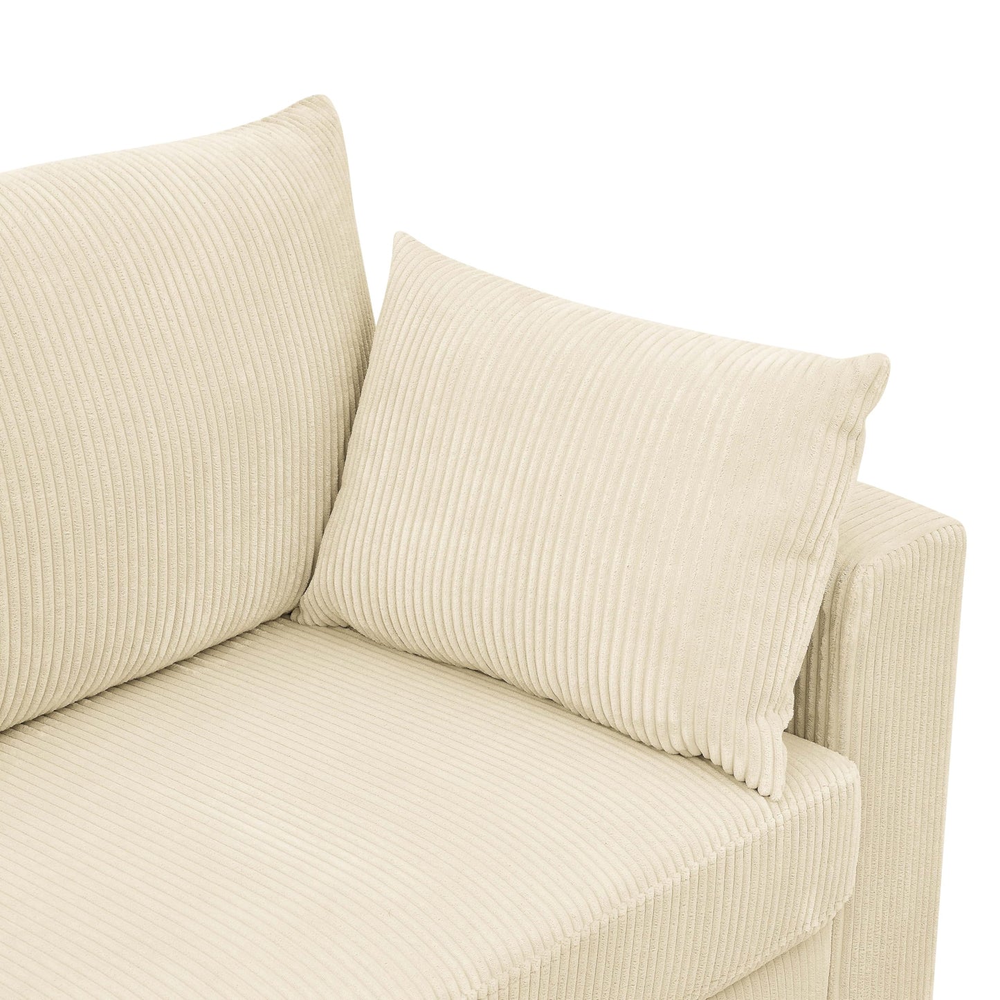 MYEYPEL Corduroy 2 Seat Sofa with 2 Pillow,79" Comfortable Straight-Row Sofa,Modern Minimalist Style Couch,Upholstered Loveseat Couch for Apartment,Living Room,Office,Cream