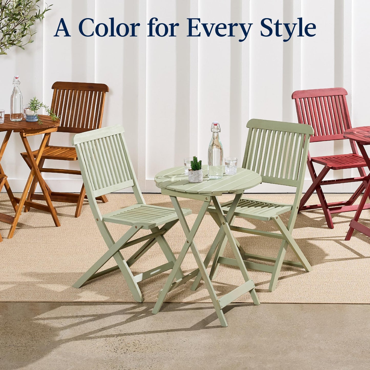 Best Choice Products 3-Piece Acacia Wood Bistro Set, Folding Patio Furniture for Backyard, Balcony, Deck w/ 2 Chairs, Round Coffee Table, Teak Finish - Ruby