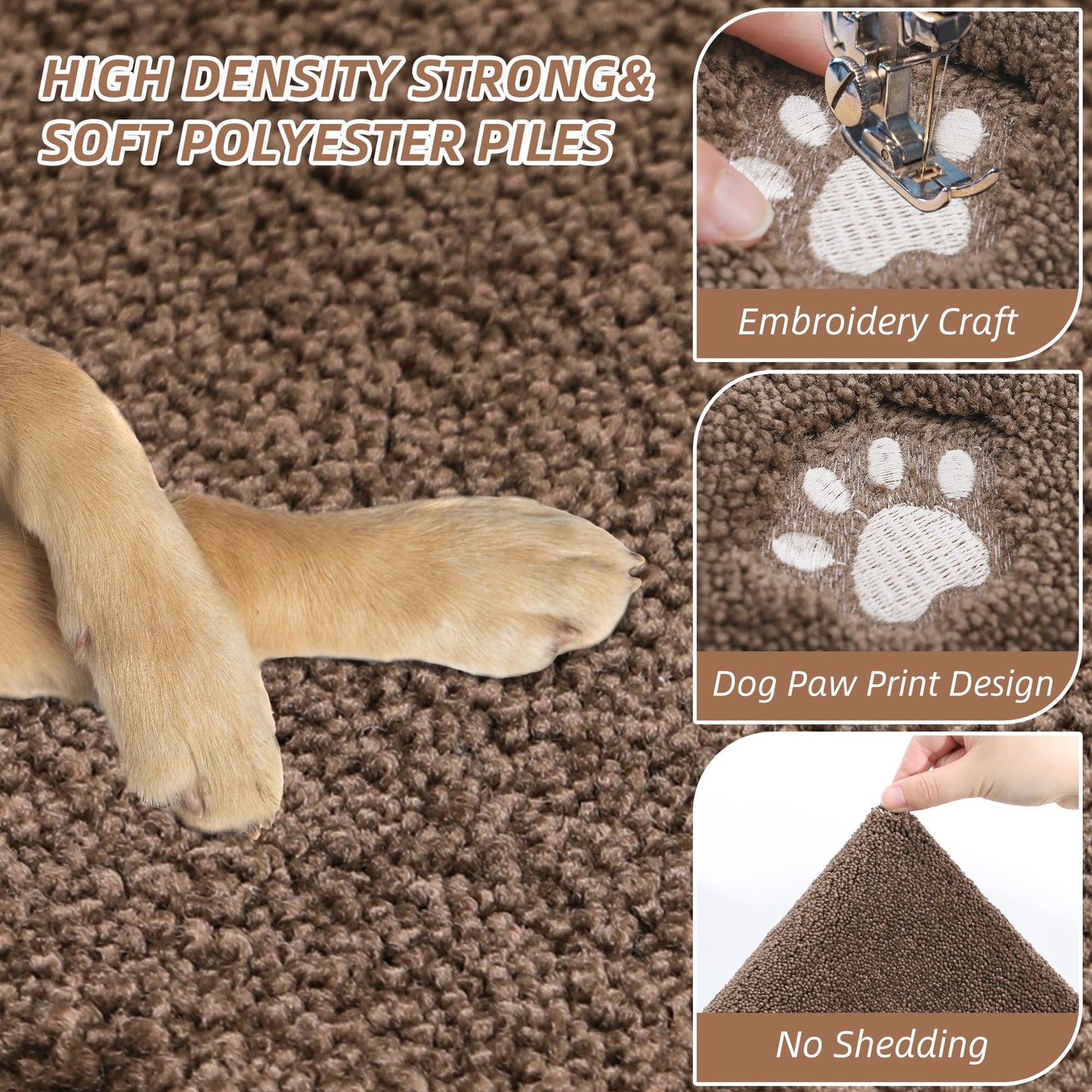 BEQHAUSE Dog Door Mat for Muddy Paws 20"x32" Dirt Trapper Absorbent Doormat Non Slip Entryway Rugs Washable Stain Resistant Welcome Floor Mat Soft Low-Profile for Front Back Door, Brown