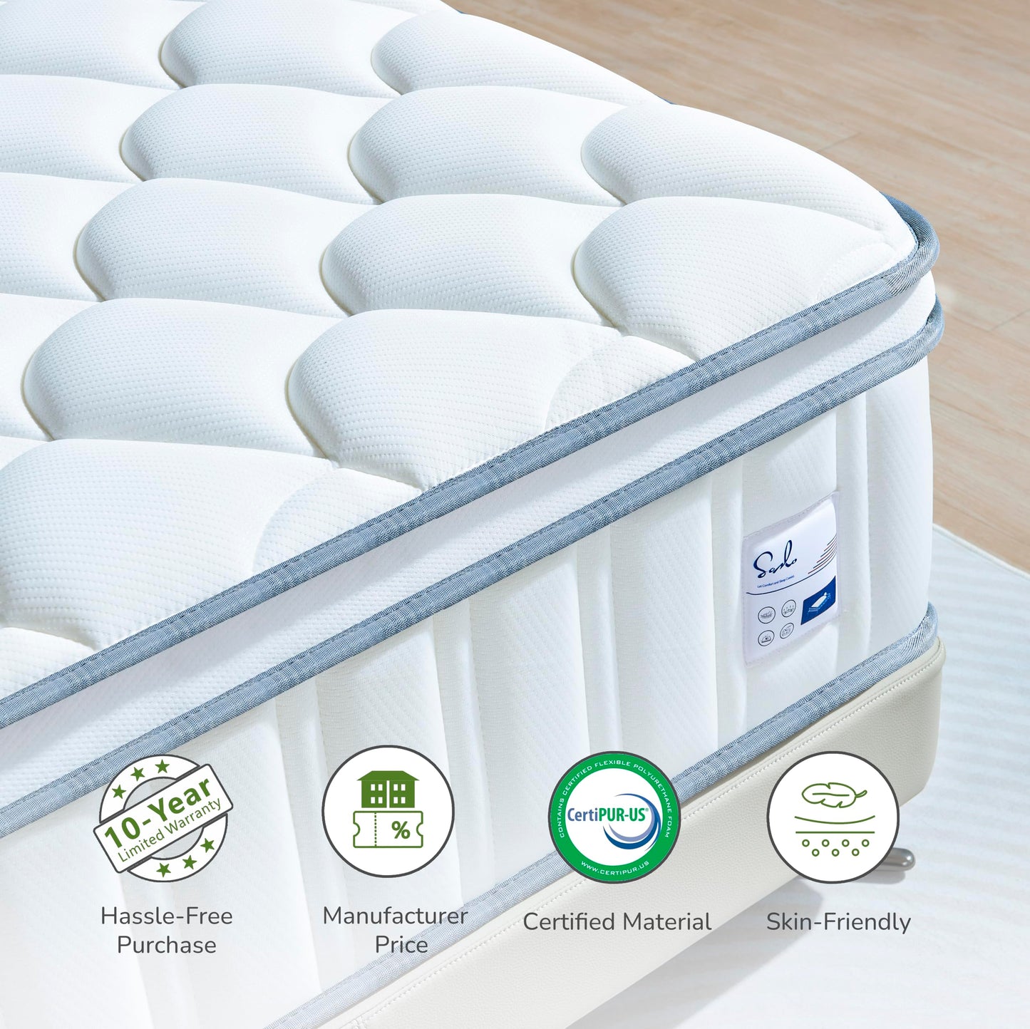 Sozlo Full Size Mattress, 12 Inch Full Mattress in a Box, Cooling Gel and Individual Pocket Springs for Motion Isolation & Edge Support, Medium Firmness for Pressure Relief