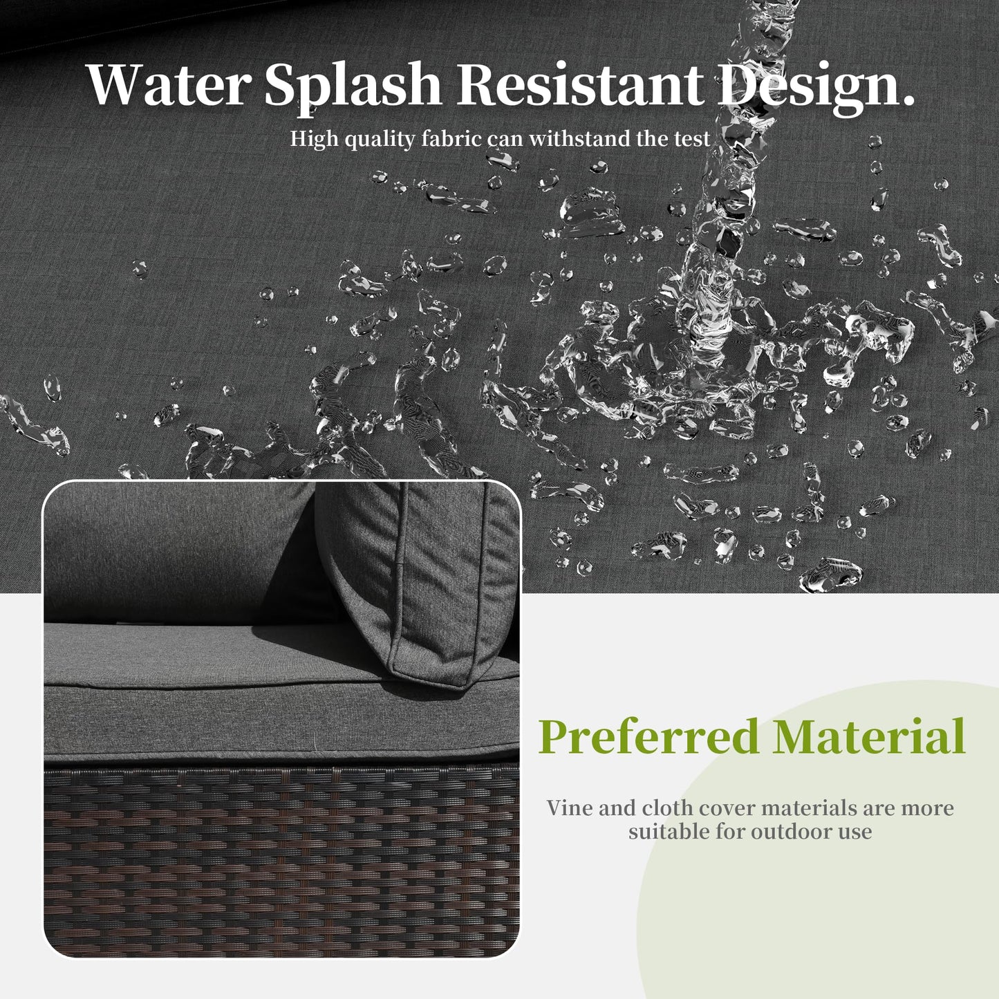 ELEGIBLISS 7 Pieces Patio Furniture Set - Outdoor Sectional Wicker Rattan Furniture with Cushion and Glass Table Patio Conversation Sets for Porch Poolside Backyard Outdoor Sofa Set Modular Sofa