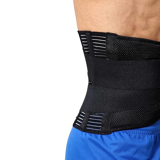 NeoTech Care Adjustable Compression Wide Back Brace Lumbar Support Belt (Beige, Size M)