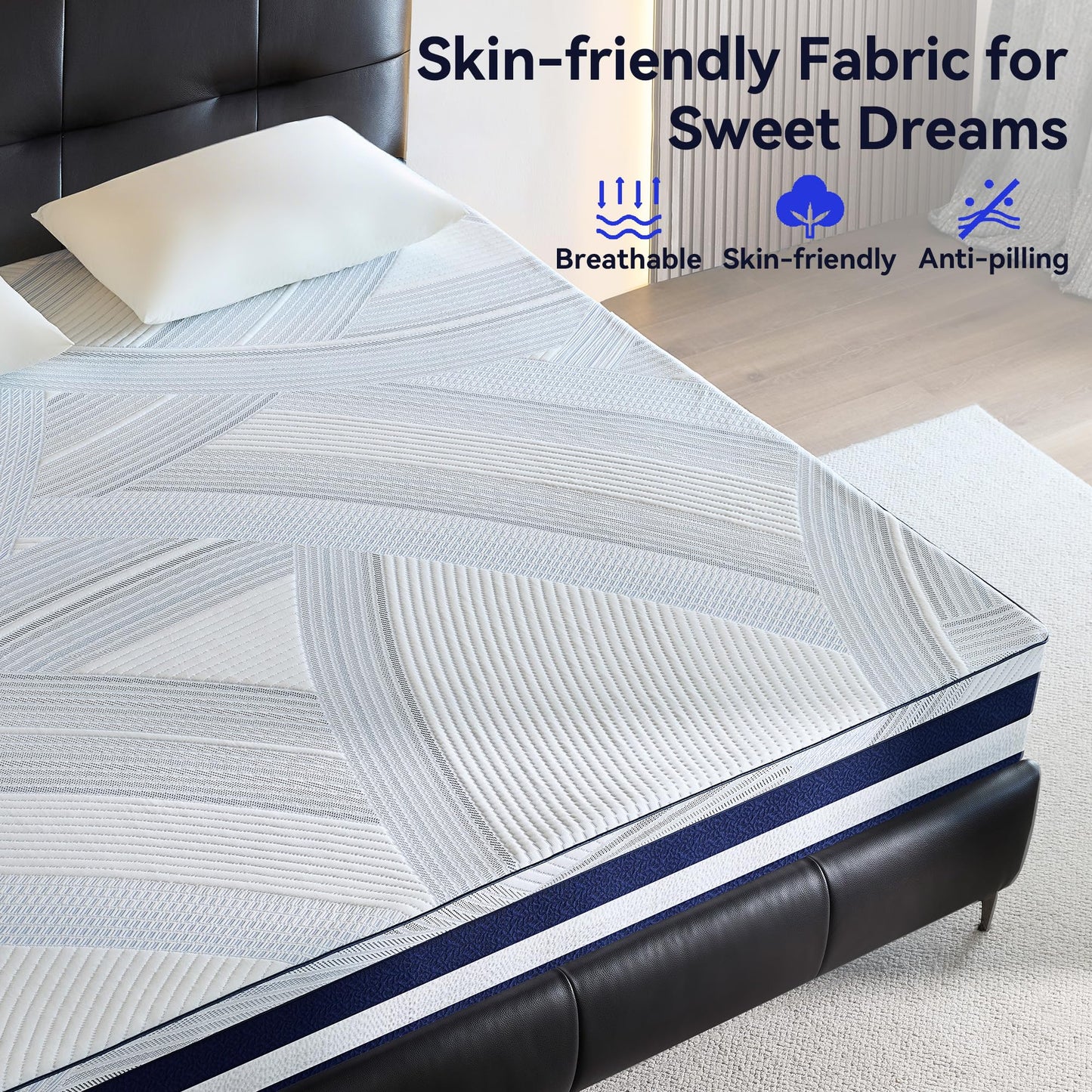 BedsPick 12 Inch Queen Mattress, Copper Gel Cooling Memory Foam Mattress, 2-in-1 Detachable Design, Pressure Relief, Made in USA, Medium Feel, CertiPUR-US Certified