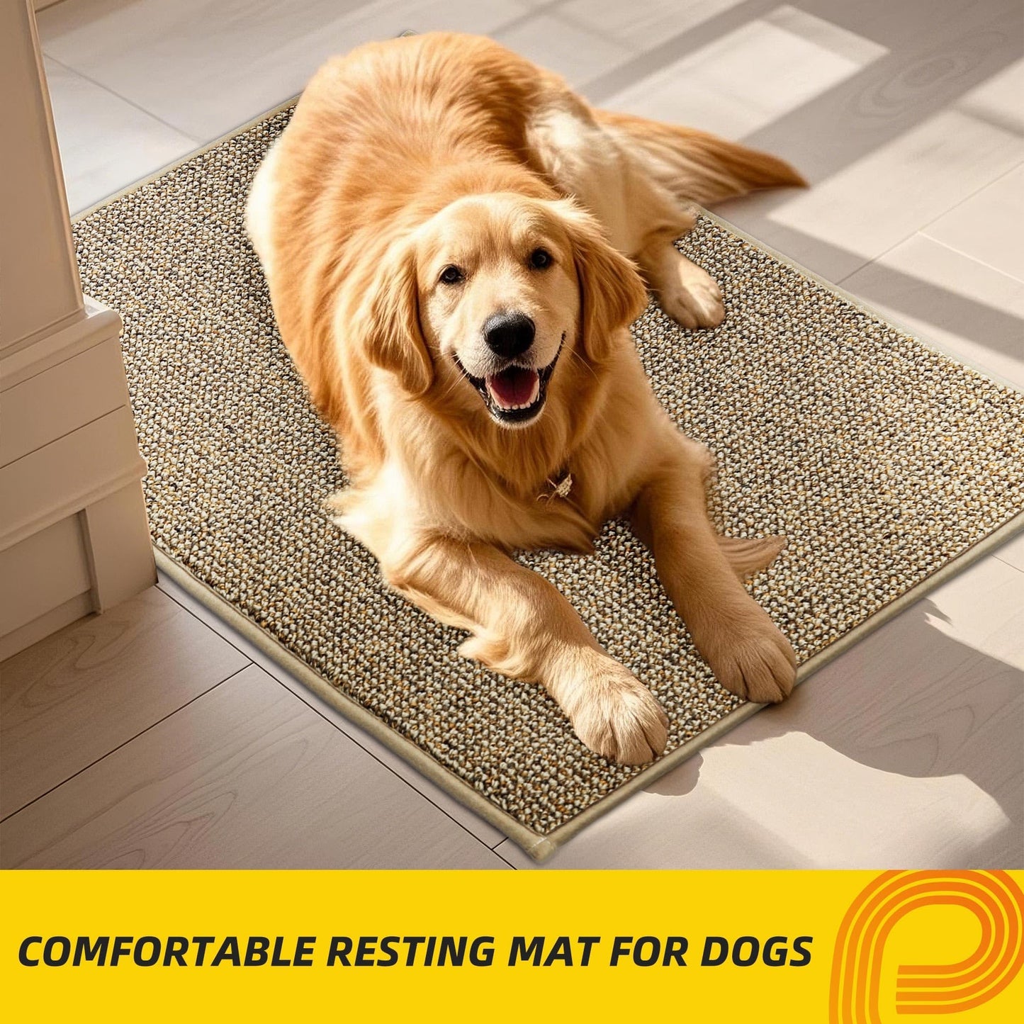 JSEI Dirt Trapper Door Mat 24"x60" Non-Slip Washable Entrance Mat, Dog Doormats, Absorbent & Fade-Resistant Floor Mats, Low Profile Welcome Mats for Entryway, Front Door, and Inside Entrance, Beige