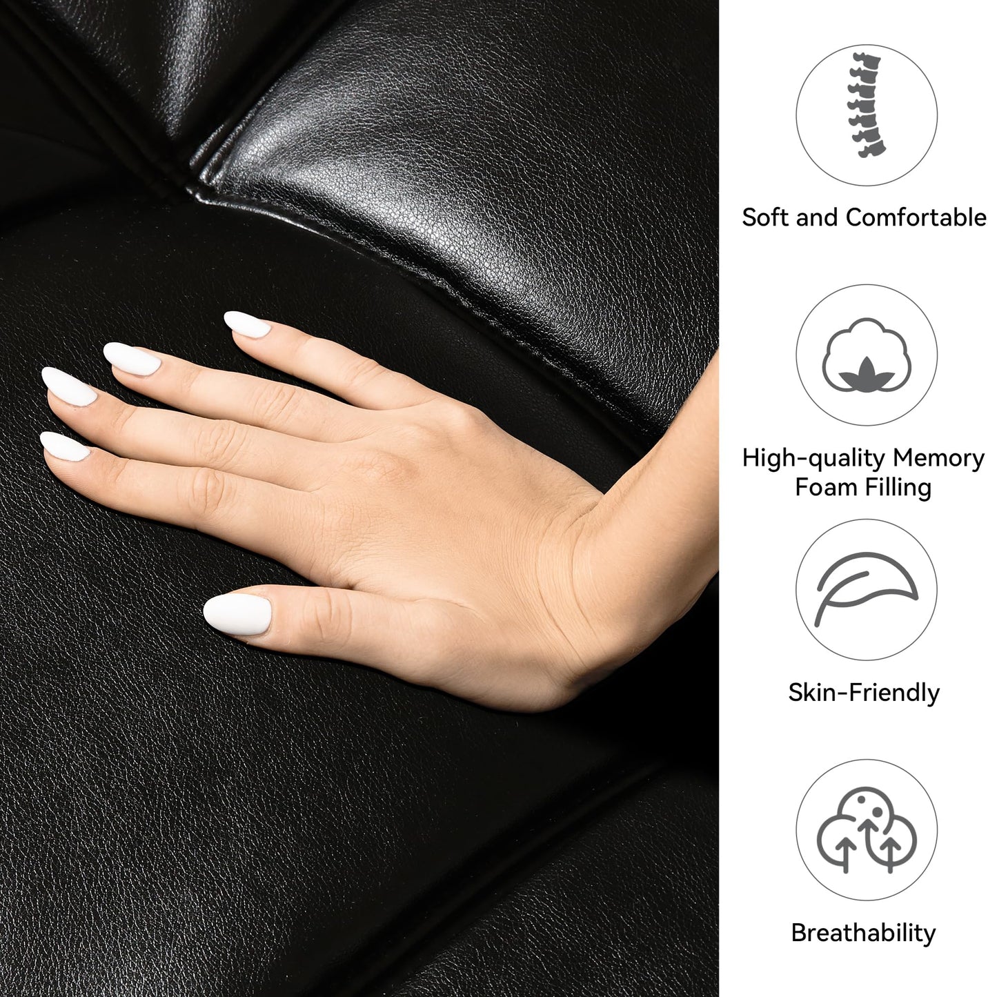 AMICLIBER 71" Convertible Futon Sofa Bed,Faux Leather Futon Couch Bed,Memory Foam Sleeper Sofa,Modern Folding Small Loveseat for Living Room,Office,Apartment,Bright Black