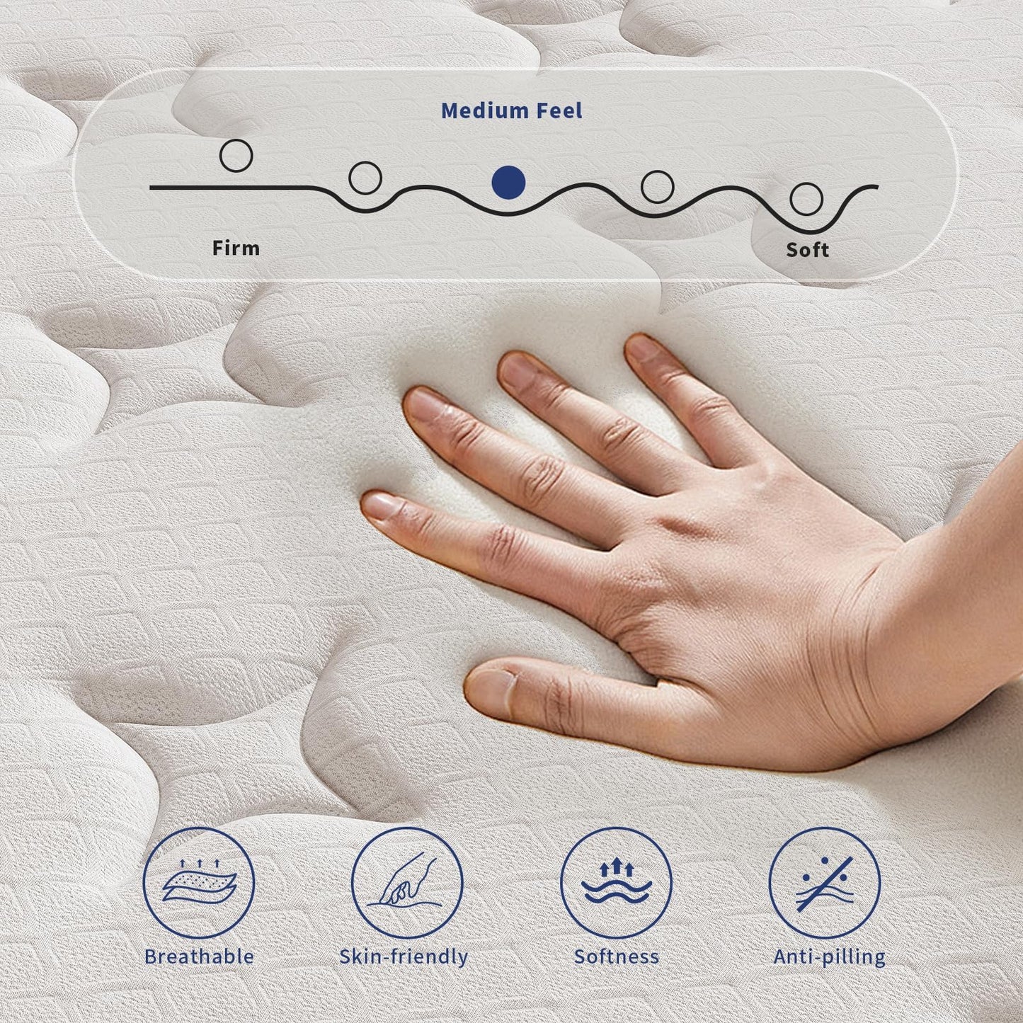 SupremeSleep King Size Mattress, 12 Inch King Mattress in a Box, Memory Foam Hybrid Matress with Individual Pocket Spring for Motion Isolation, Pressure Relief, Medium Firm Feel, CertiPUR-US