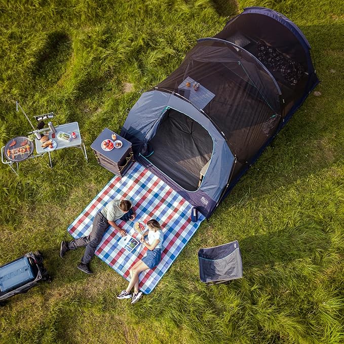 TIMBER RIDGE 8 Person Camping Tent with Large Porch, Portable Waterproof Windproof Family Tent with Rainfly Carry Bag Room Divider, Easy Set-up Tent with Excellent Ventilation for Camping, 3 Season