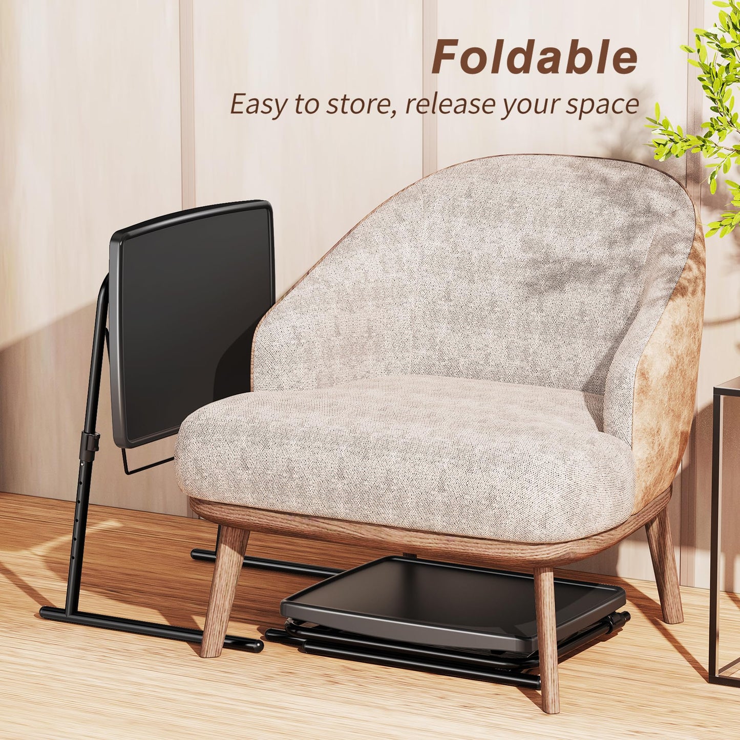 Max TV Tray Table, Allpop Adjustable Large TV Tray for Eating, Folding Dinner Laptop Table on Couch & Bed with 6 Heights & 3 Tilt Angles, Black