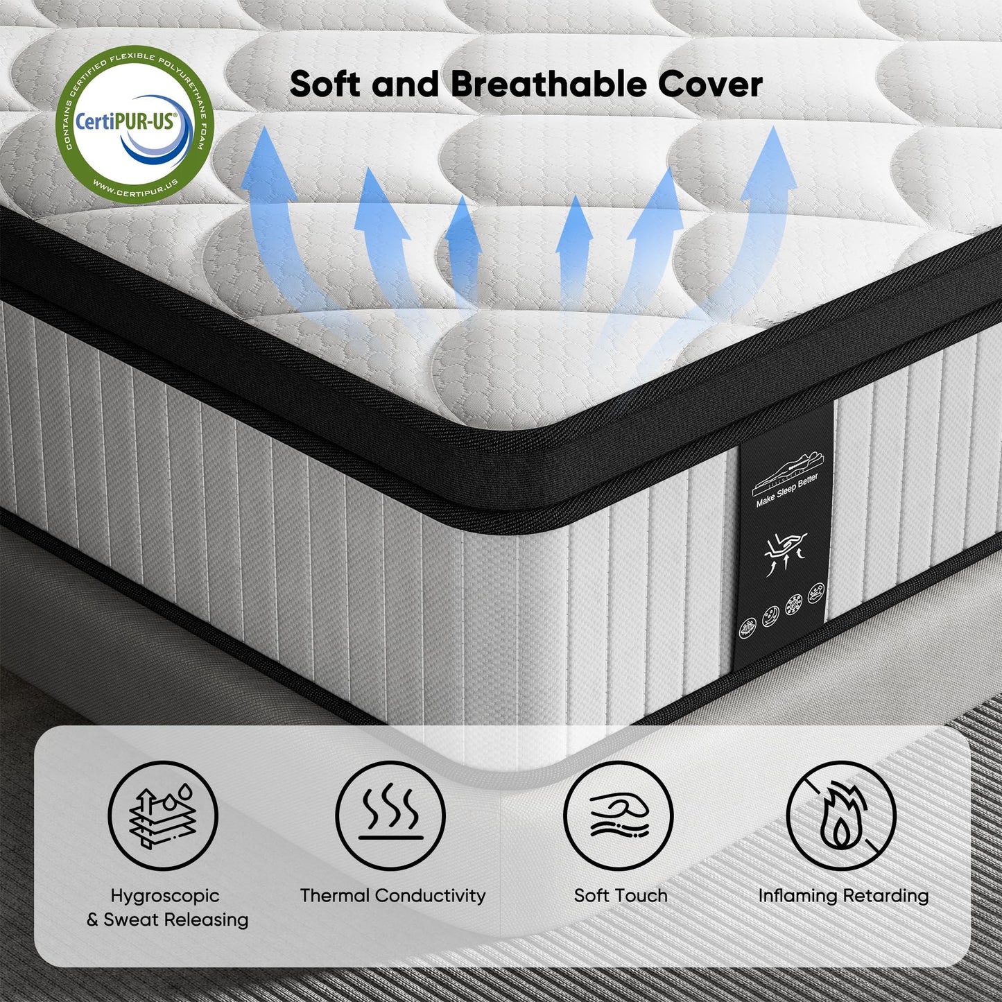 12 Inch King Size Mattress - 2025 Upgraded Hybrid Cooling Gel Memory Foam & Pocket Coils, Medium Firm Mattress in a Box for Back Neck Pain Relief, Motion Isolation, Edge Support, CertiPUR-US Certified