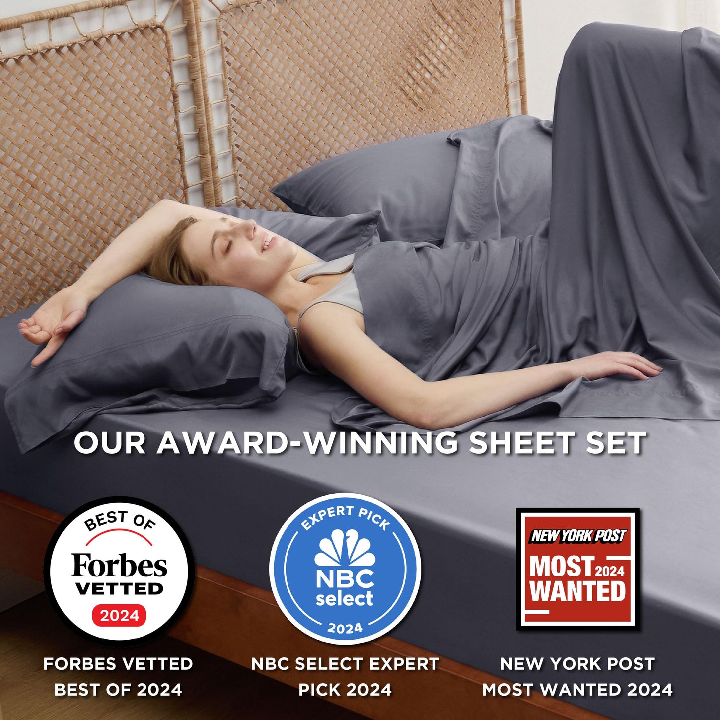 Bedsure King Size Sheets Set, Cooling Sheets for Hot Sleepers, Rayon Derived from Bamboo, Breathable & Soft, Deep Pocket Up to 16 Inches, Hotel Luxury Silky Bedding, Dark Grey