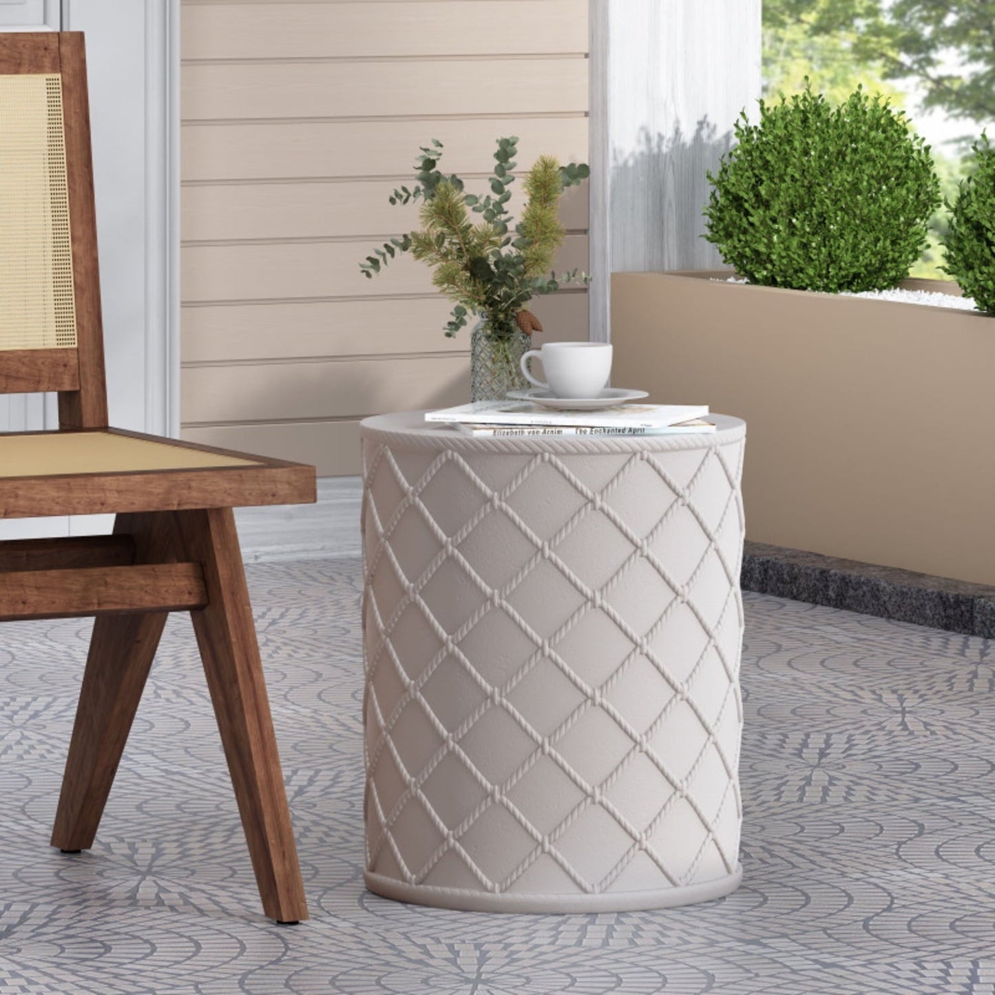 DIANJIE Outdoor White Cylindrical  Casual Chic Coffee Table