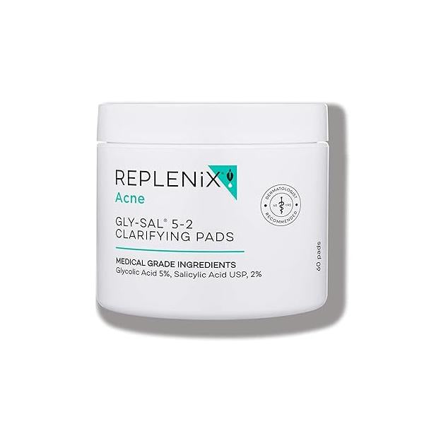 Replenix Gly-Sal Clarifying Pads, Medical-Grade Glycolic Acid & 2% Salicylic Exfoliating Pads for Acne-Prone Skin, Oil-Free (60 ct.)