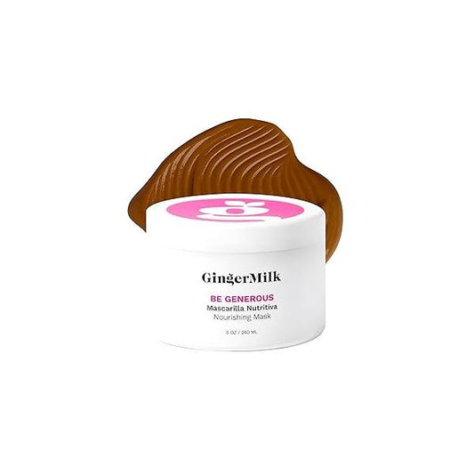 GINGER MILK Be Generous Hair Mask - Ginger, Castor & Biotin Deep Nourishing Repair for Dry or Damaged Sulfate-Free, Vegan, 8 oz