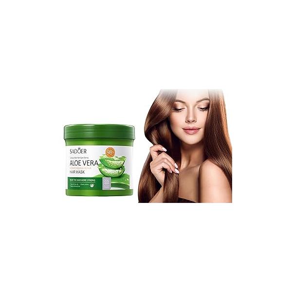 For SADOER Aloe Vera Conditioning Hair Mask.Moisturizing Soothing hair conditioning mask,Aloe vera extract,softens and nourishes the hair,It leaves strong shiny 500g