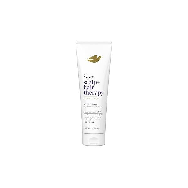 Dove Density Boost Clarifying Foaming Scrub Scalp + Hair Therapy for gentle scalp exfoliation, with Vitamin B3, Zinc and 0% sulfates, 9 oz