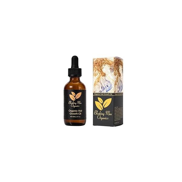 Blushing Max Organic Rosemary Mint Hair Growth & Strengthening Serum - Peppermint, Castor, Coconut, Ginger Oils, Biotin, Scalp Treatment for Moisturizing and