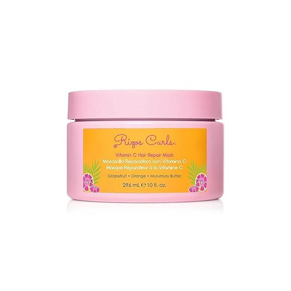 Rizos Curls Vitamin C Hair Repair Mask, Deeply Moisturizes & Hydrates, Softens Minimize Frizz while Adding Shine, For Dry Damaged Hair, Infused with Shea Butter, 10 oz