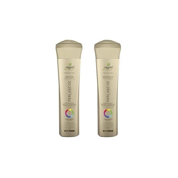 Naissant Set Purple Shampoo & Toning Mask | Eliminates Brassiness Neutralizes Yellow Orange Tones Paraben, Ammonia Sulfate Free Pro-Vitamin B5, Olive Oil Honey (Perla Beige) 10.1 Fl Oz